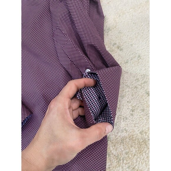 CON.STRUCT Men's Size XXL SLIM FIT 4-Way Stretch Maroon Polka Dot Button Down - Picture 7 of 7